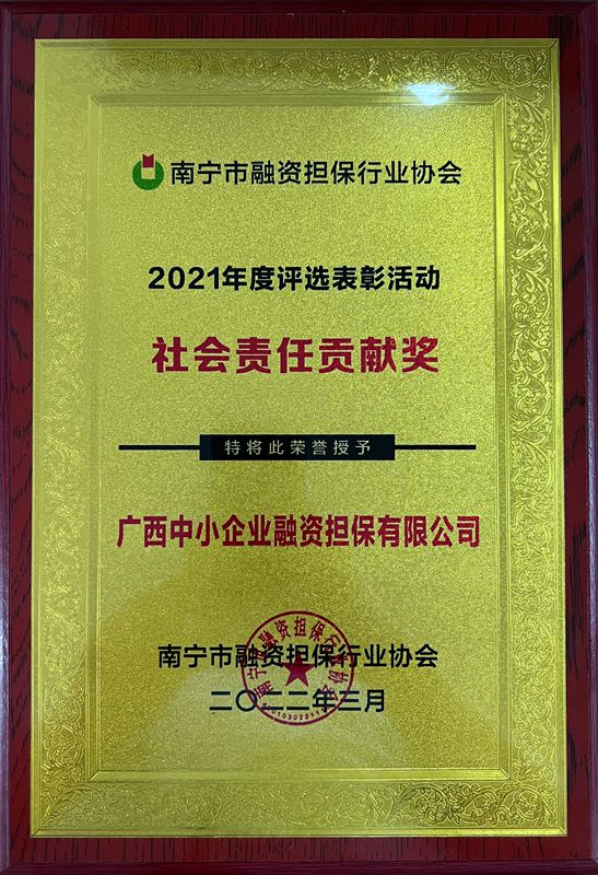 中小擔保喜獲社會責(zé)任貢獻獎殊榮